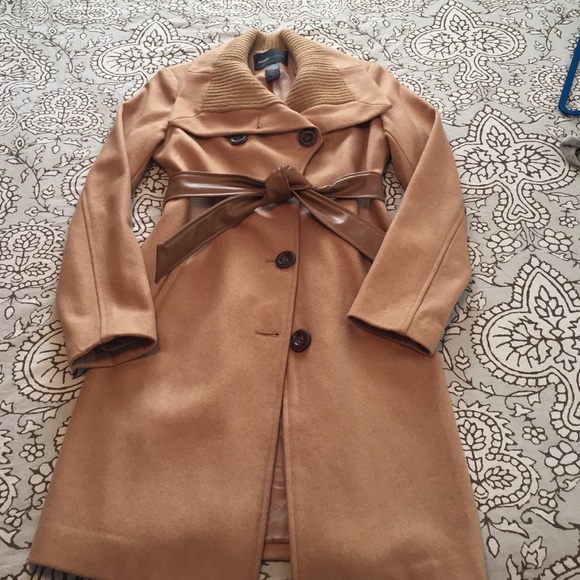 Camel color, wool 3/4 length, coat.