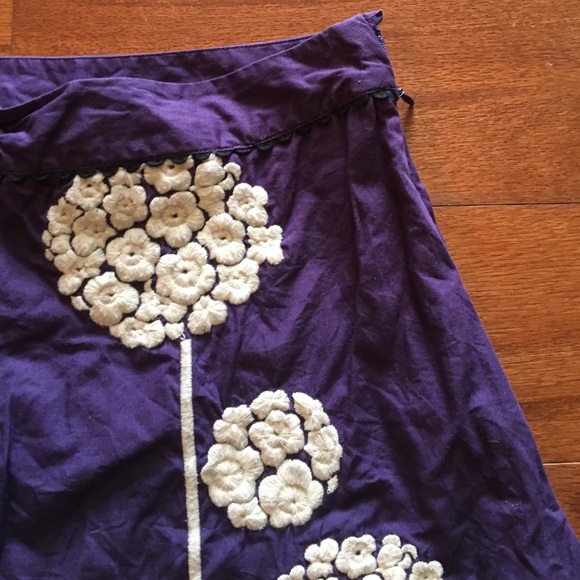 Lined lithe (anthro) embroidered skirt