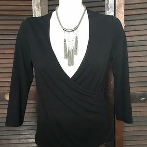 Attention Women’s Black Wrap Front Blouse Size Small – Preowned