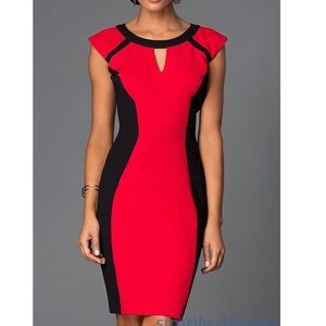 Gorgeous Red & Black Knit Keyhole Sheath Dress