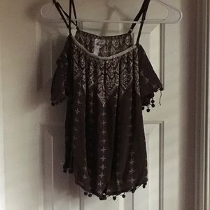 Off the shoulder brown top