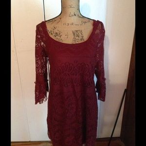 Free People wine colored dress with tank. NWOT