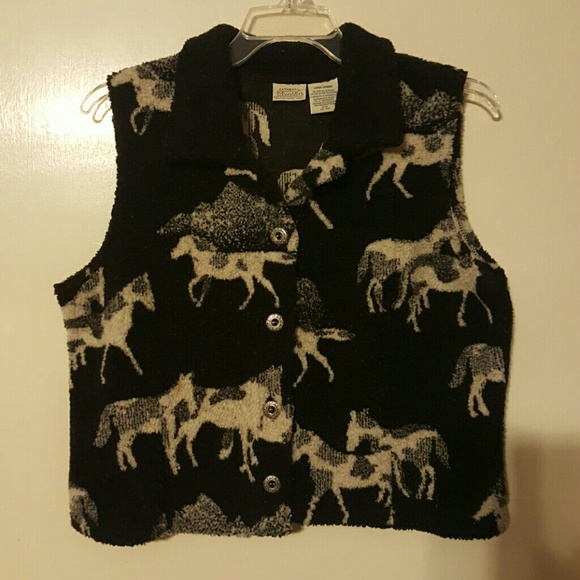 Fleece horse print vest