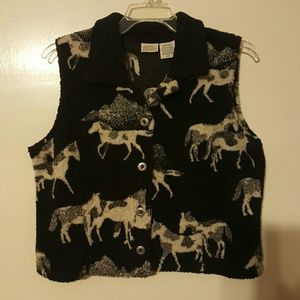 Fleece horse print vest