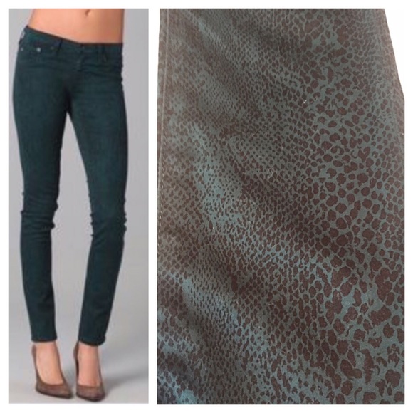 AG Adriano Goldschmied Denim - AG Teal Snake Print Jeans Sz 27 Available