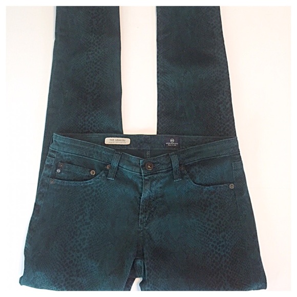 AG Teal Snake Print Jeans Sz 27 Available - Picture 2 of 8