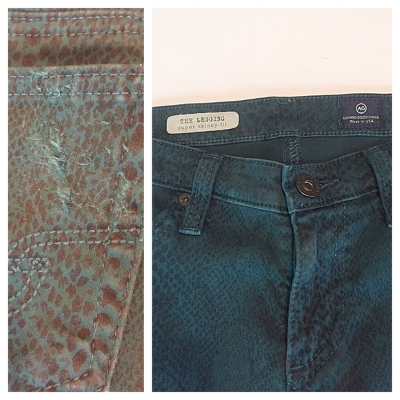 AG Teal Snake Print Jeans Sz 27 Available - Picture 4 of 8