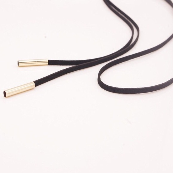 Black Wrap Choker / Western Rope 90s Necklace - Picture 3 of 4