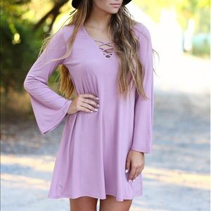 Large rosewood lace up PIKO dress