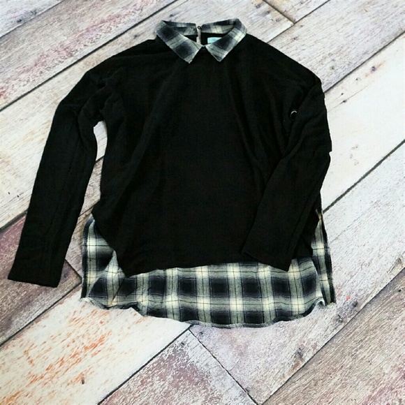 Plaid collared contrast top flannel long sleeve - Picture 4 of 5