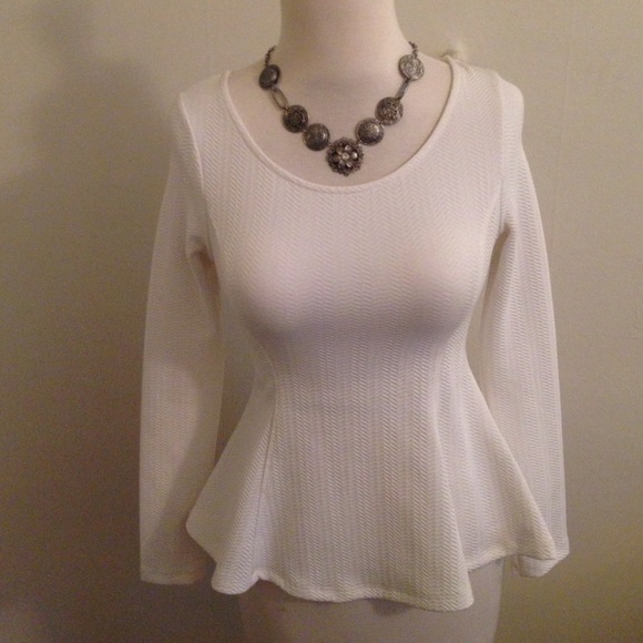 White Peplum Top - Picture 1 of 3