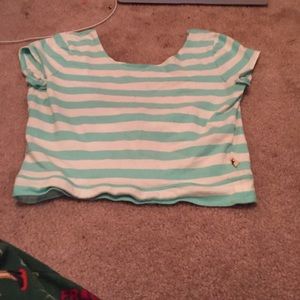 Blue and white stripe hollister crop top