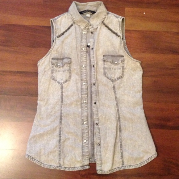 Studded Denim Top - Picture 1 of 4