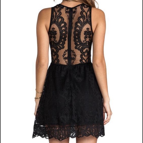 For Love & Lemons Lulu Lace Dress, Black, Size L