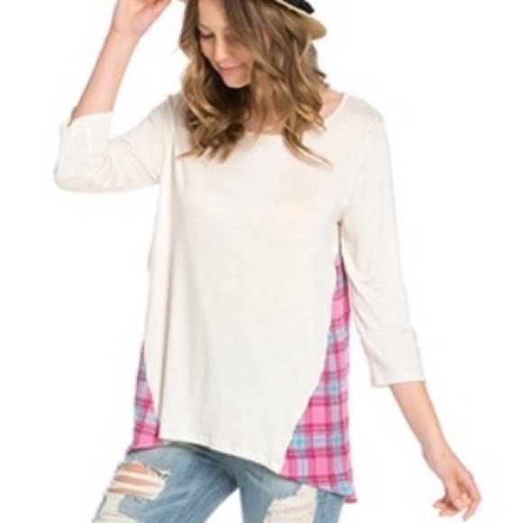 SALE 🎀Pink Plaid Patches Blouse🎀