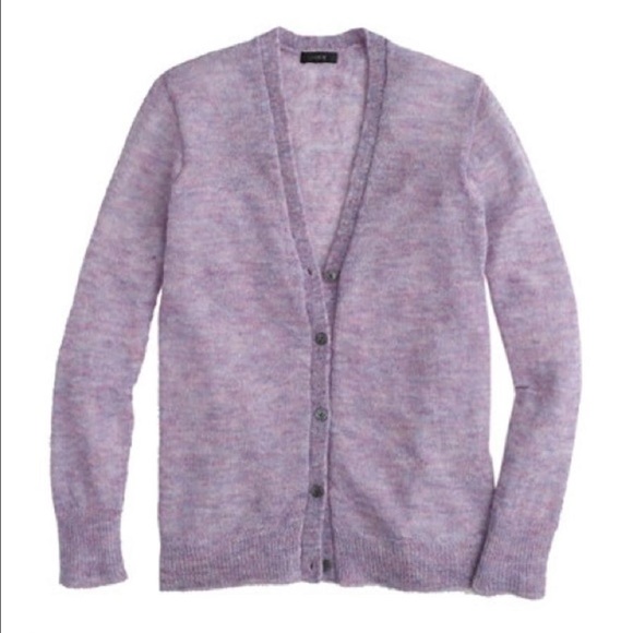 J Crew Mohair Cardigan Sweater (Purple Heather)