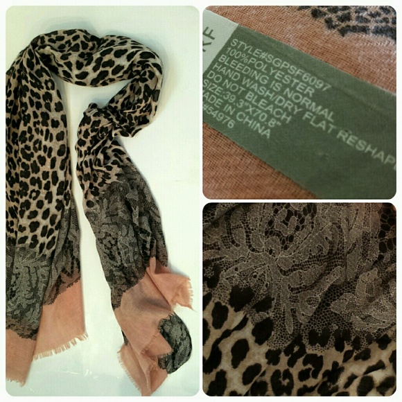 HALF PRICE - Leopard and Lace Print Scarf - Picture 2 of 2