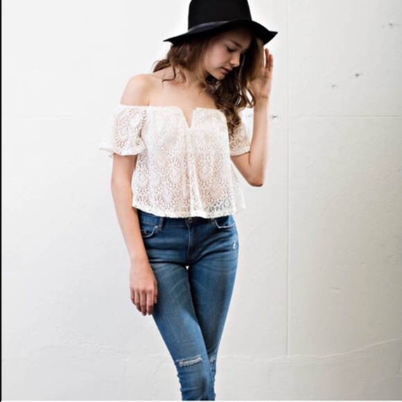 April Spirit Tops - 🚨🚨Off The Shoulder Lace Overlay Top