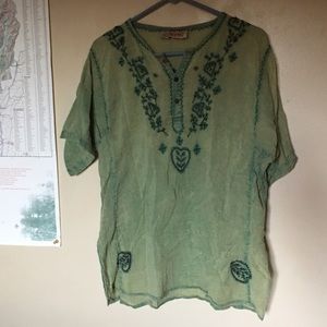 Green Gauzy Hippie Festival Tunic