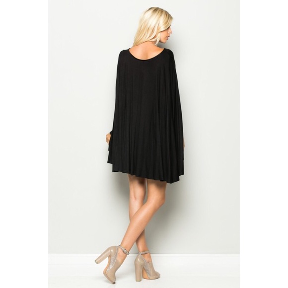 LAST ONE!! Mini Cape Dress-BLACK - Picture 3 of 4