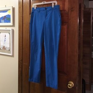 Broken in straight bright blue khaki pants by Gap