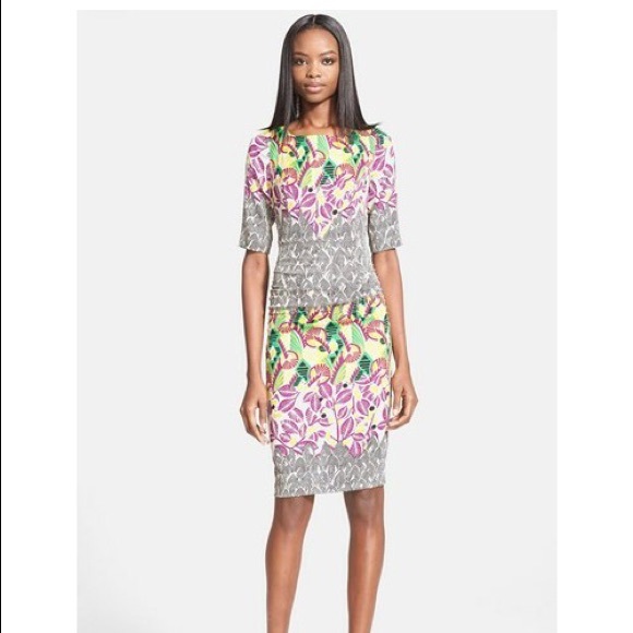 Tracy Reese Silk Sheath in Green Print - Picture 2 of 4