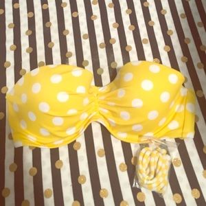 YELLOW BIKINI TOP- white polka dots- VS