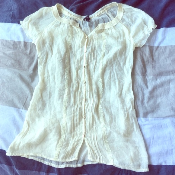 Sheer cream button down top
