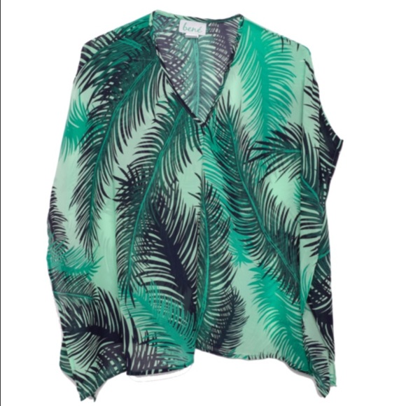 Bené Tops - Bené Palm Leaf Sheer Tunic Bené Tops - Bené Palm Leaf Sheer Tunic