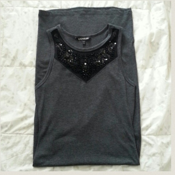 ❣️Weekend Sale❣️Embellished Gray Midi Dress - Picture 2 of 4