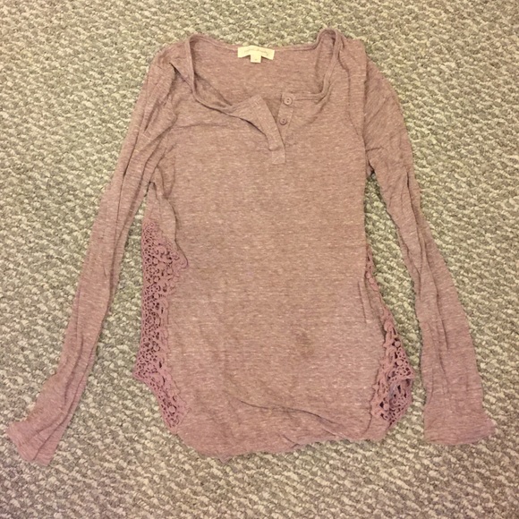 Long sleeve lace purple shirt