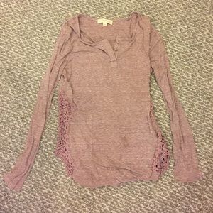Long sleeve lace purple shirt