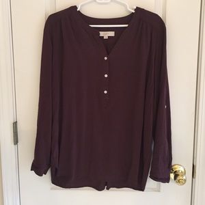 LOFT eggplant colored long sleeve top