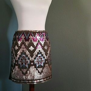 Aztec sequin sparkle mini skirt