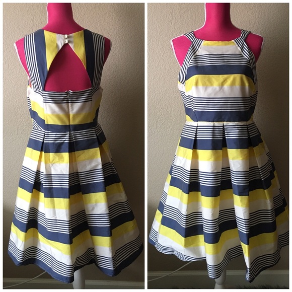 Eva Franco Yellow/Blue Stripe Dress - Picture 4 of 4