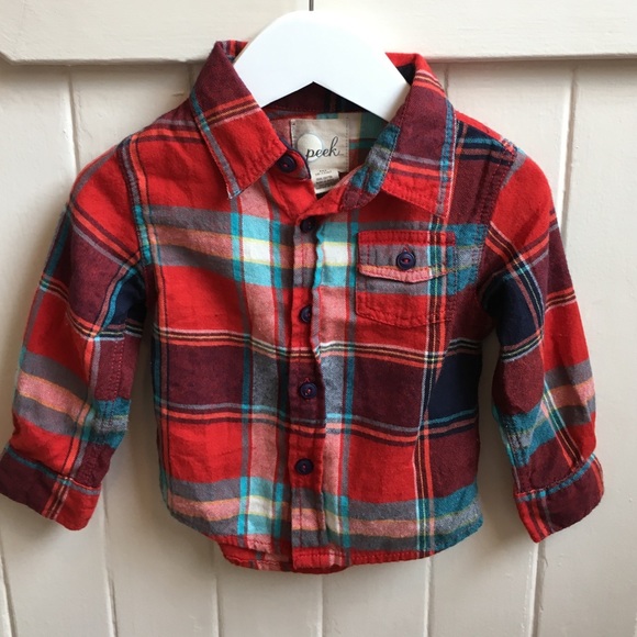 Like New Peek M (6-12m) longsleeve Plaid top