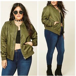 plus size olive green bomber jacket