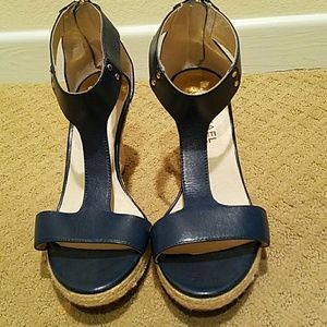 Michael Kors blue wedge shoes 7 1/2