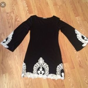 Black dress with cream lace