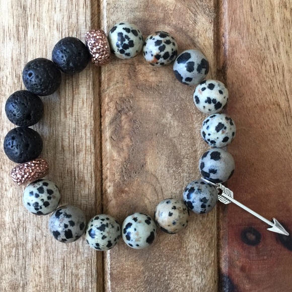 Dalmatian Jasper & Lava Essential Oil Bracelet - Picture 2 of 3