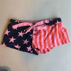VS Pink XS pj shorts: USA red, pink, & blue
