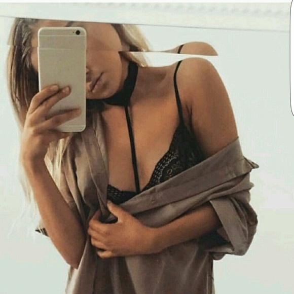 Delicate Soft Black choker bralette