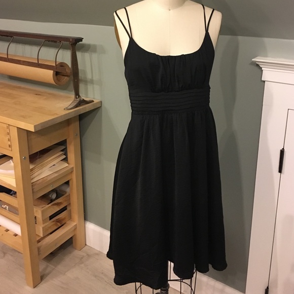 Silky Black Dress with Pleats