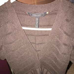BCBG Brown Wool Knit V-Neck Dress