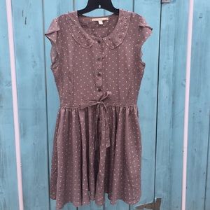 Grey Polka Dot Dress with Pockets