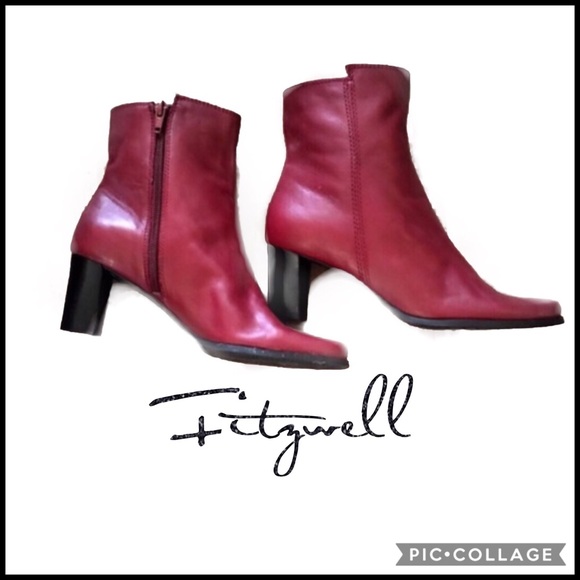 Fitzwell Shoes - 🌟HP🌟Fitzwell Burgundy Leather Bootie Size 6