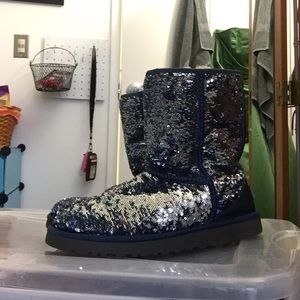 Sparkly Blue and Silver Ugg Boots