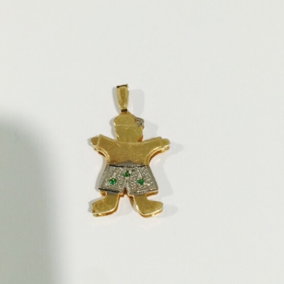 14k Two Tone Gold Baby Boy Charm May Birthstones