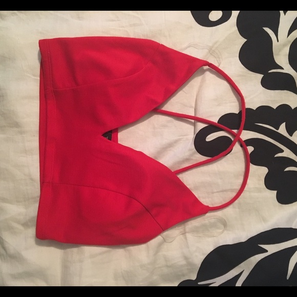 NWOT Red Deep Plunge Crop Top - Picture 2 of 3