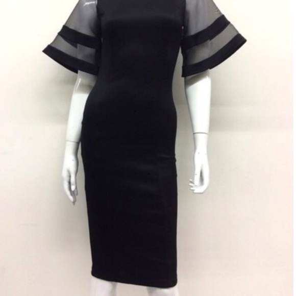 🎀HP🎀 12/24 Blk sheer bell sleeve dress - Picture 2 of 7